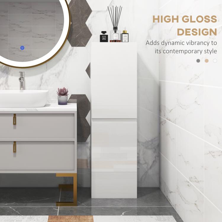 [UK Warehouse] Bathroom Storage Unit, Tall Bathroom Cabinet with 2 Cupboards and Adjustable Shelves, White - British D'sire