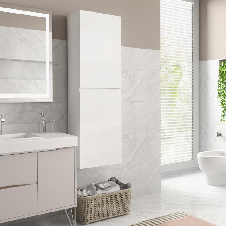 [UK Warehouse] Bathroom Storage Unit, Tall Bathroom Cabinet with 2 Cupboards and Adjustable Shelves, White - British D'sire