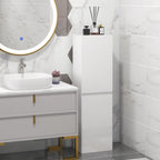 [UK Warehouse] Bathroom Storage Unit, Tall Bathroom Cabinet with 2 Cupboards and Adjustable Shelves, White - British D'sire