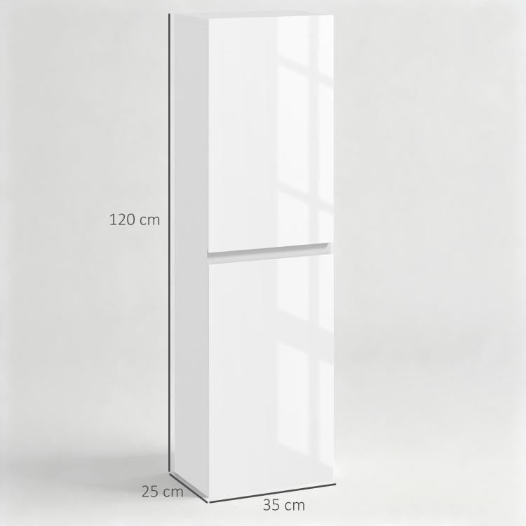 [UK Warehouse] Bathroom Storage Unit, Tall Bathroom Cabinet with 2 Cupboards and Adjustable Shelves, White - British D'sire
