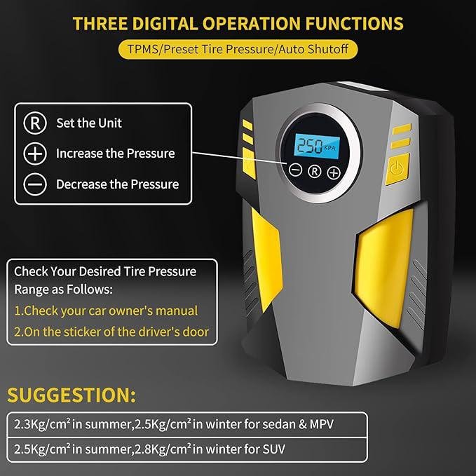 [UK Warehouse] Electric Corded Car Tyre Inflator Pump Portable Air Compressor Pump 12V 150PSI - British D'sire