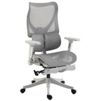 [UK Warehouse] Ergonomic Office Chair with Lumbar Support, Mesh Reclining Desk Chair with Footrest, Adjustable High Back, Grey - British D'sire