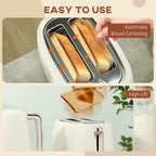[UK Warehouse] Kettle and Toaster Set, 1.7L 3000W Fast Boil Kettle & 2 Slice Toaster Kitchen Set with 7 Level Browning Controls, Defrost, Reheat, Boil-dry Protection, Cream White - British D'sire