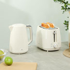 [UK Warehouse] Kettle and Toaster Set, 1.7L 3000W Fast Boil Kettle & 2 Slice Toaster Kitchen Set with 7 Level Browning Controls, Defrost, Reheat, Boil-dry Protection, Cream White - British D'sire