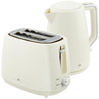 [UK Warehouse] Kettle and Toaster Set, 1.7L 3000W Fast Boil Kettle & 2 Slice Toaster Kitchen Set with 7 Level Browning Controls, Defrost, Reheat, Boil-dry Protection, Cream White - British D'sire