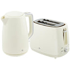 [UK Warehouse] Kettle and Toaster Set, 1.7L 3000W Fast Boil Kettle & 2 Slice Toaster Kitchen Set with 7 Level Browning Controls, Defrost, Reheat, Boil-dry Protection, Cream White - British D'sire