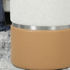 [UK Warehouse] Nesting Round Ottoman with Storage Set of 2 - Cream/Brown - British D'sire