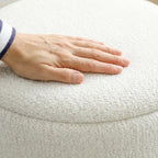 [UK Warehouse] Nesting Round Ottoman with Storage Set of 2 - Cream/Brown - British D'sire