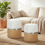 [UK Warehouse] Nesting Round Ottoman with Storage Set of 2 - Cream/Brown - British D'sire