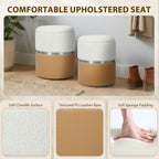 [UK Warehouse] Nesting Round Ottoman with Storage Set of 2 - Cream/Brown - British D'sire