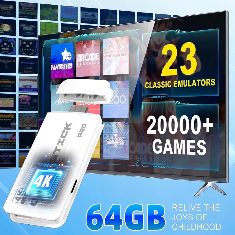 [UK Warehouse] Retro Video Games Console Stick 4K Pro 64GB 2k+ Games Wireless Controllers 2.4G - British D'sire
