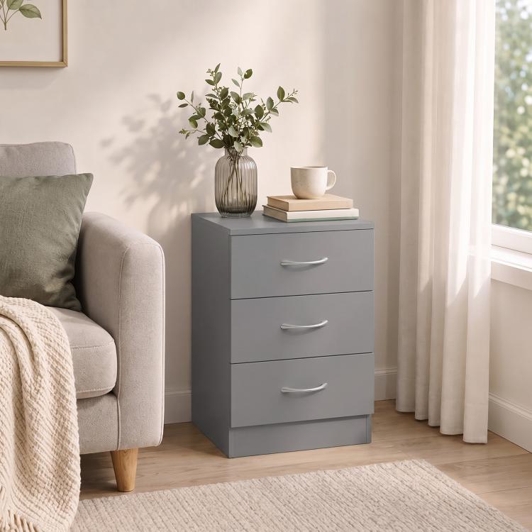 [UK Warehouse] Three-Drawer Simple Bedside Table - Grey - British D'sire