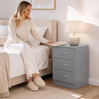 [UK Warehouse] Three-Drawer Simple Bedside Table - Grey - British D'sire