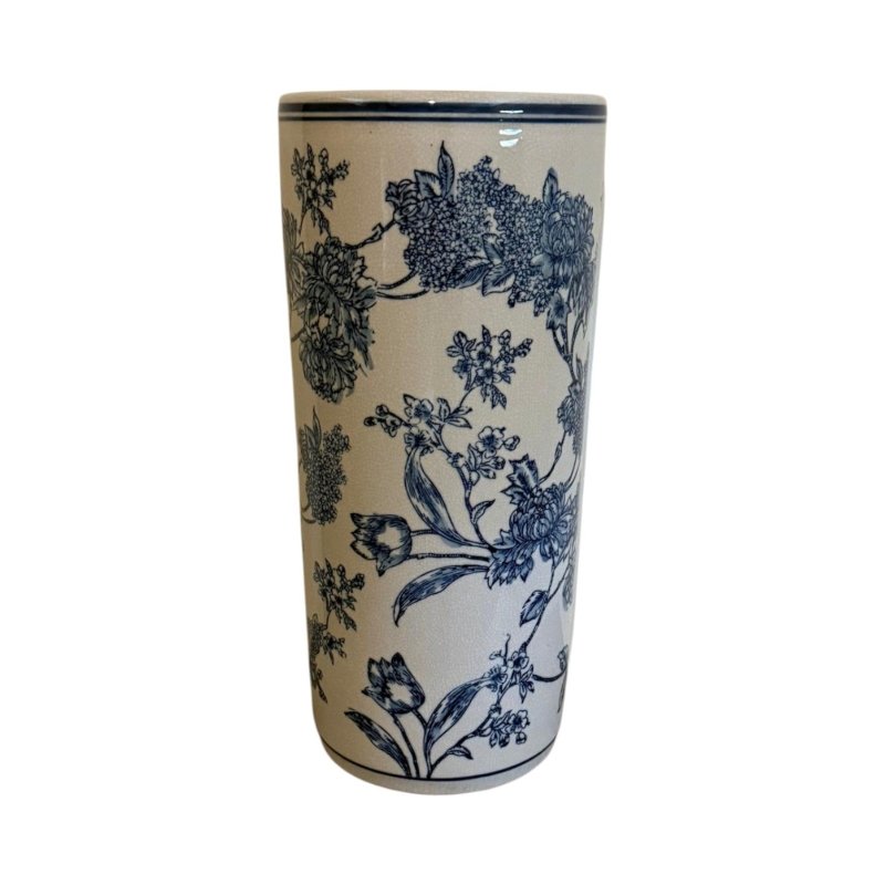 Umbrella Stand Vintage Blue & White Magnolia Design - Umbrella Stand - British D'sire
