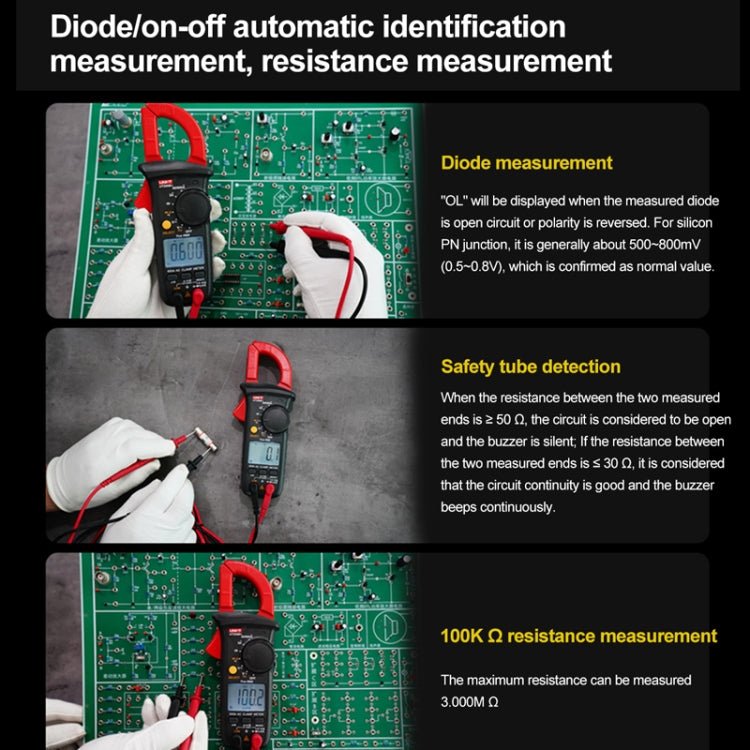 UNI - T UT200B+ 600A Digital Clamp Multimeter AC/DC Voltage Detector Frequency Resistance Tester - British D'sire