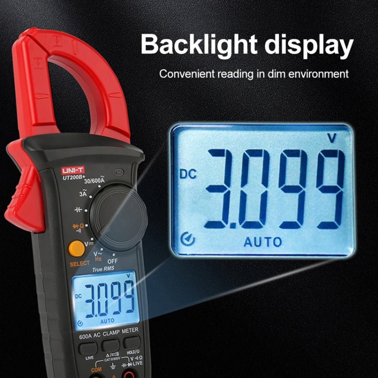 UNI - T UT200B+ 600A Digital Clamp Multimeter AC/DC Voltage Detector Frequency Resistance Tester - British D'sire