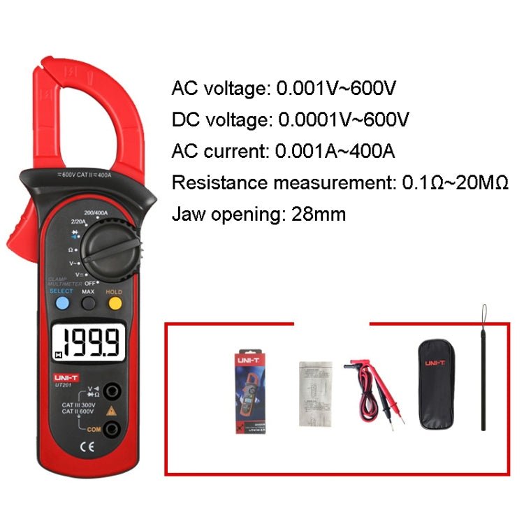 UNI-T UT201 400A Digital Clamp Multimeter AC/DC Voltage Detector Secondary image