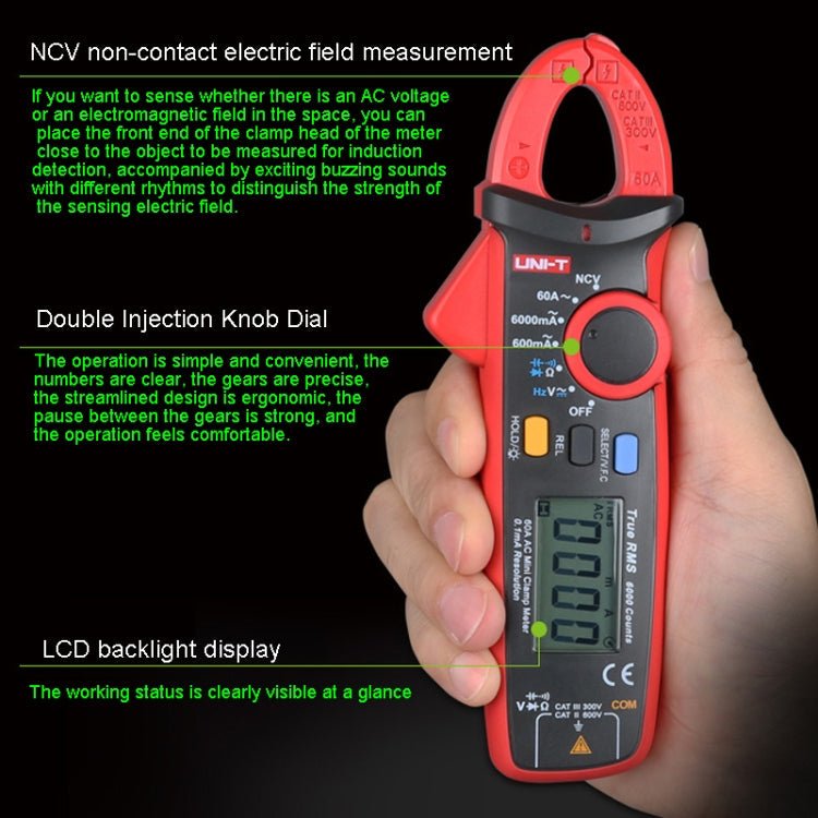 UNI - T UT211B 60A Digital Clamp Meter AC DC Voltage Detector - British D'sire