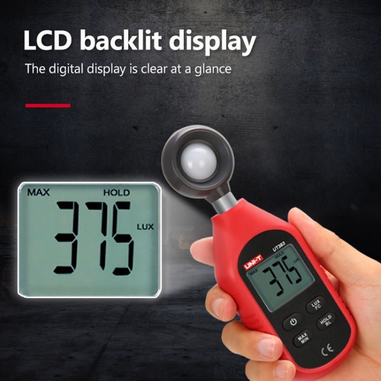 UNI - T UT383 200,000 LUX Digital Luxmeter Luminance Light Meter With LCD Backlit Display - British D'sire