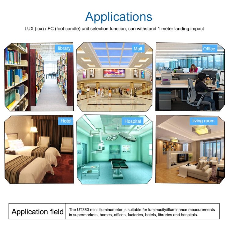 UNI - T UT383 200,000 LUX Digital Luxmeter Luminance Light Meter With LCD Backlit Display - British D'sire