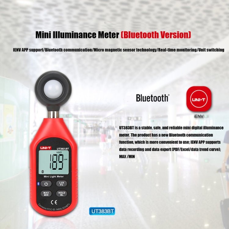 UNI-T UT383BT 200,000 LUX Digital Luxmeter Luminance Light Meter With LCD Backlit Display Secondary image