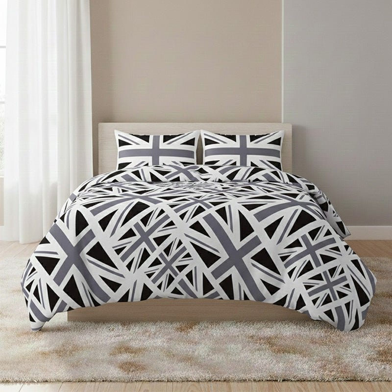 Union Jack Duvet Cover Set Trendy British Flag Bedding Bedroom Decor - Double - Purple Secondary image