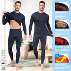 UNIQUEBELLA Mens Thermal Underwear Set Long Sleeve Tops Long Johns Thermal Base Layer Bottom Fleece Lined Quick Drying - Thermal Sets - British D'sire