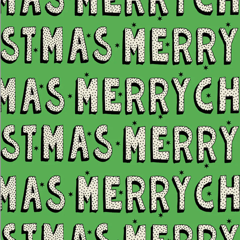 Uniqueco Printed Elf Merry Christmas Green Roll of Wrap 2m - Christmas Paper - British D'sire Main image