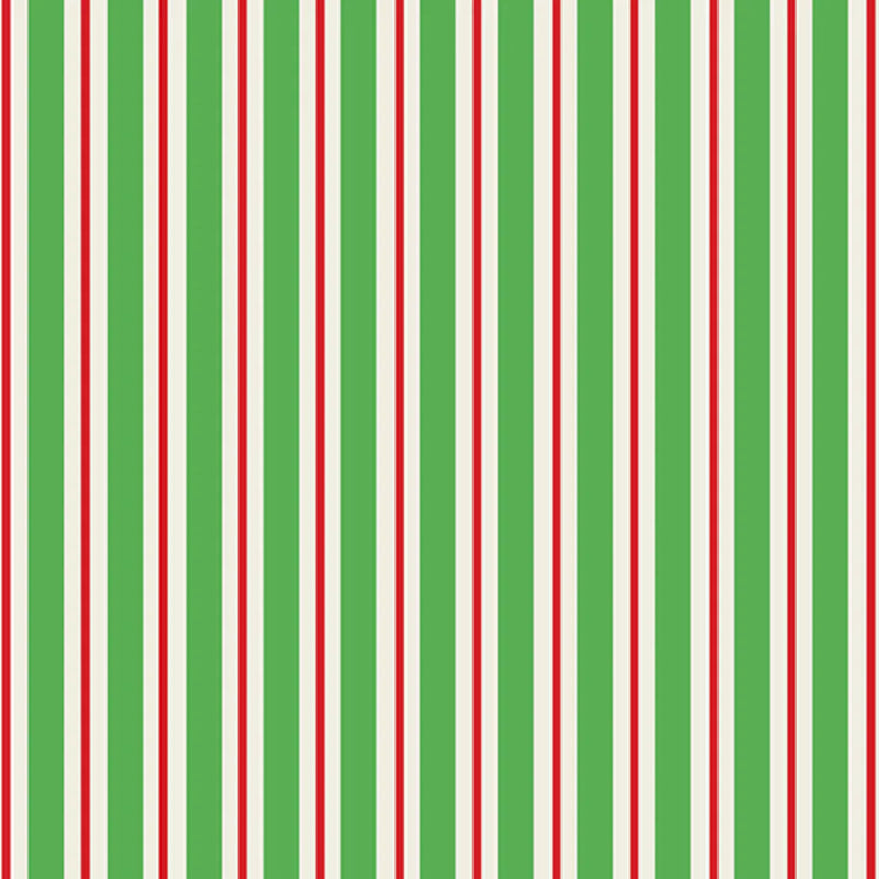 Uniqueco Printed FSCM Elf Duo Stripe Red/Green on Cream - Wrapping Paper - British D'sire Main image