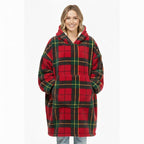 Unisex Tartan Check Fleece Hoodie Soft Warm Stylish Winter Loungewear - Grey - British D'sire