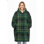 Unisex Tartan Check Fleece Hoodie Soft Warm Stylish Winter Loungewear - Red - British D'sire
