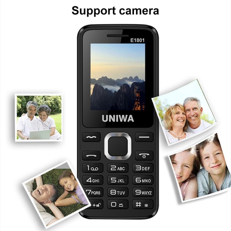 UNIWA E1801 Mobile Phone, 1.77 inch, 800mAh Battery, 21 Keys, Support Bluetooth, FM, MP3, MP4, GSM, Dual SIM(Blue) - British D'sire