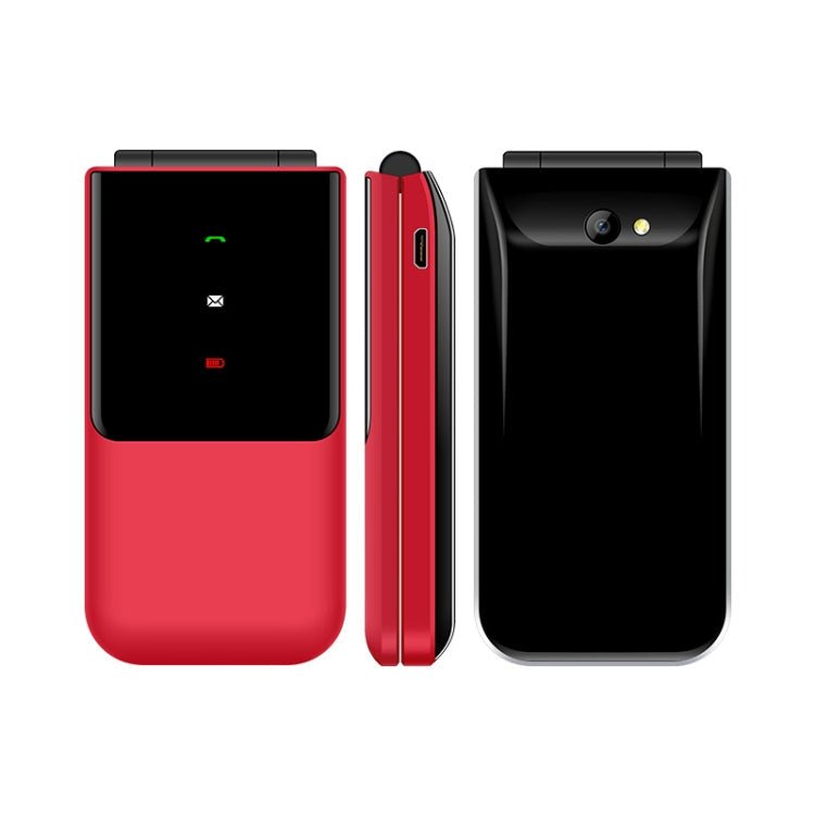 UNIWA F2720 Flip Phone, 1.77 inch, SC6531E, Support Bluetooth, FM, GSM, Dual SIM(Red) - British D'sire Main image
