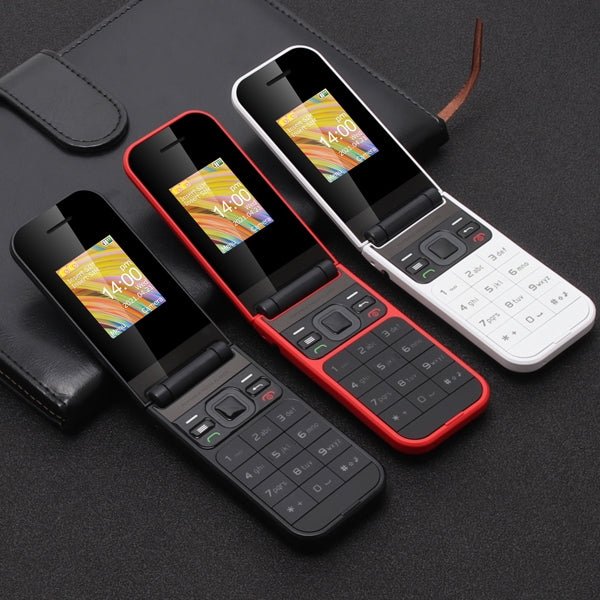 UNIWA F2720 Flip Phone, 1.77 inch, SC6531E, Support Bluetooth, FM, GSM, Dual SIM(Red) - British D'sire