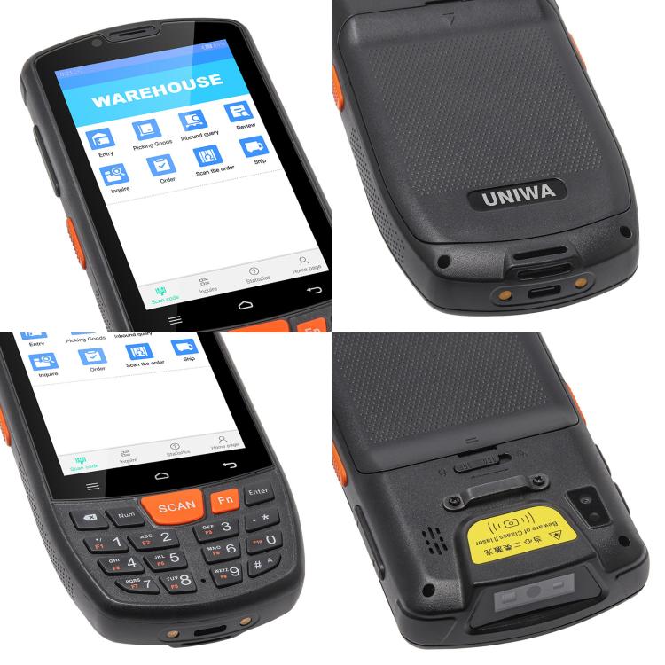 UNIWA HS006 Industrial PDA QR Code Scanner, 2GB+16GB, 4.0 inch Android 11 MediaTek MT6762 Octa Core, NFC, Network: 4G (EU Plug) - British D'sire