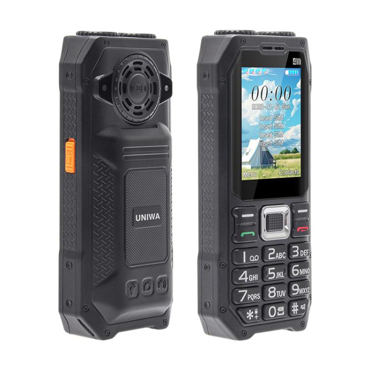 UNIWA M6000 Big Speaker Keypad Phone, 2.4 inch, Dual Flashlights, 21 Keys, SOS, FM, 4 SIM, GSM, Plug:AU Plug(Black) Secondary image