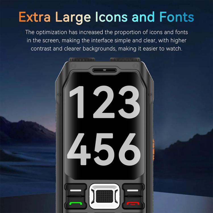 UNIWA M6000 Big Speaker Keypad Phone, 2.4 inch, Dual Flashlights, 21 Keys, SOS, FM, 4 SIM, GSM, Plug:AU Plug(Black) - British D'sire