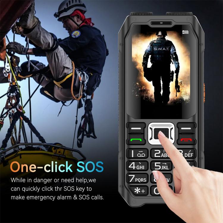 UNIWA M6000 Big Speaker Keypad Phone, 2.4 inch, Dual Flashlights, 21 Keys, SOS, FM, 4 SIM, GSM, Plug:EU Plug(Black) - British D'sire