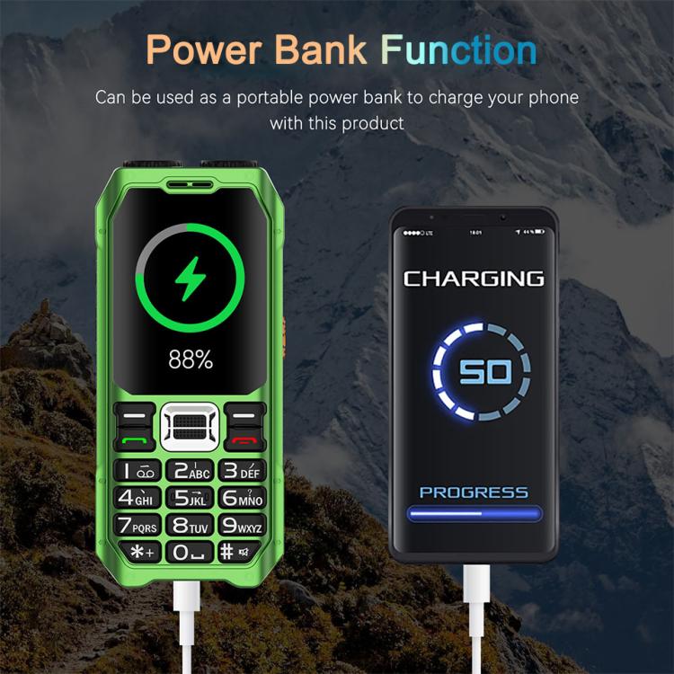 UNIWA M6000 Big Speaker Keypad Phone, 2.4 inch, Dual Flashlights, 21 Keys, SOS, FM, 4 SIM, GSM, Plug:EU Plug(Green) - British D'sire