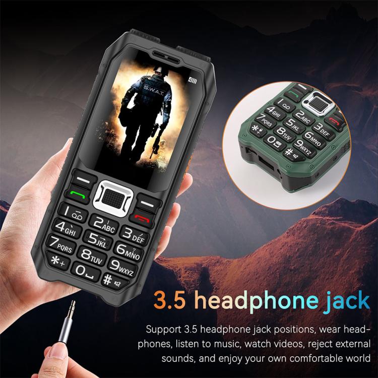 UNIWA M6000 Big Speaker Keypad Phone, 2.4 inch, Dual Flashlights, 21 Keys, SOS, FM, 4 SIM, GSM, Plug:EU Plug(Green) - British D'sire