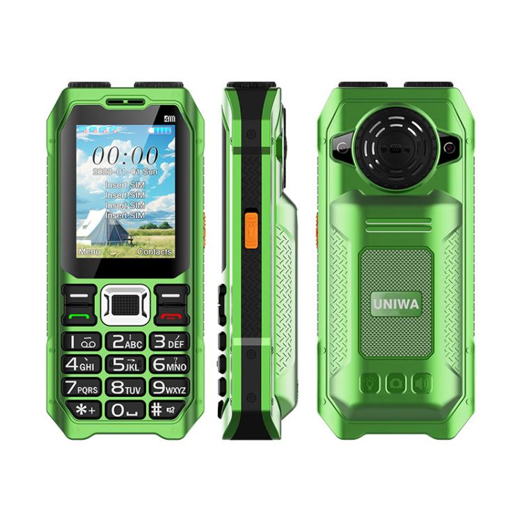 UNIWA M6000 Big Speaker Keypad Phone, 2.4 inch, Dual Flashlights, 21 Keys, SOS, FM, 4 SIM, GSM, Plug:EU Plug(Green) - British D'sire