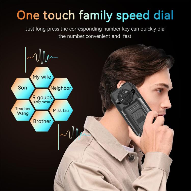 UNIWA M6000 Big Speaker Keypad Phone, 2.4 inch, Dual Flashlights, 21 Keys, SOS, FM, 4 SIM, GSM, Plug:UK Plug(Black) - British D'sire