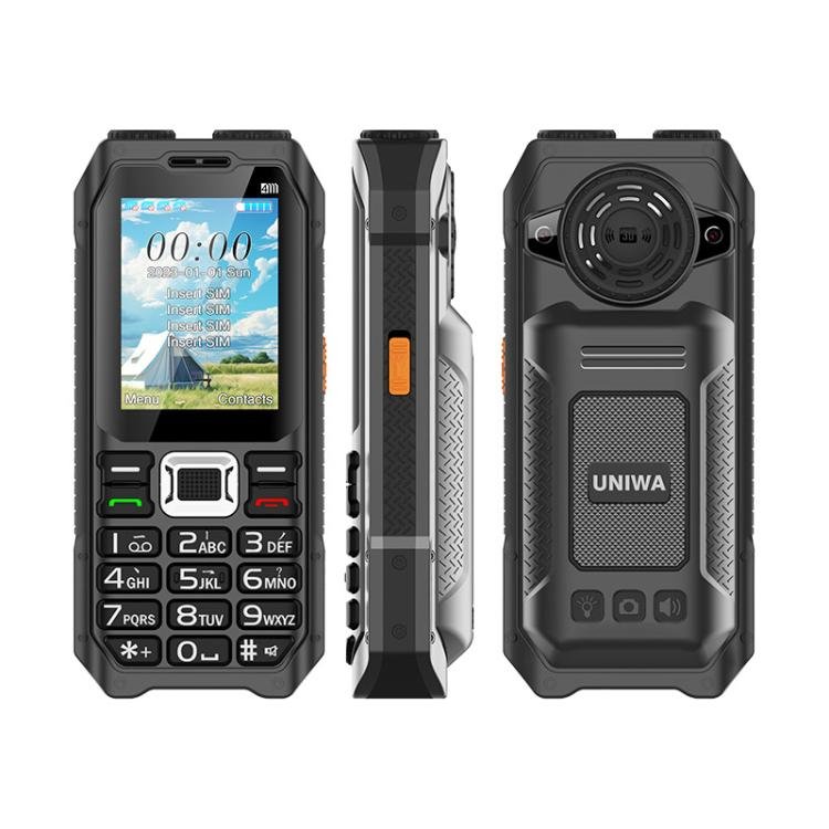 UNIWA M6000 Big Speaker Keypad Phone, 2.4 inch, Dual Flashlights, 21 Keys, SOS, FM, 4 SIM, GSM, Plug:UK Plug(Black) - British D'sire Main image