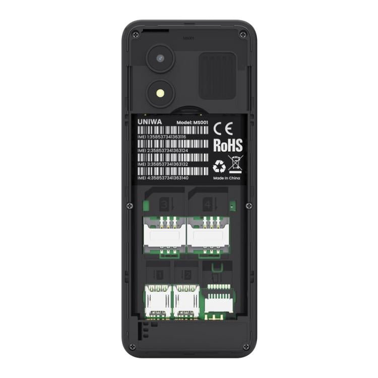 UNIWA MS001 Keypad Phone, 1.77 inch Spreadtrum SC6531CA, Network: 2G, 4 SIM 4 Standby, 21 Keys, Plug:UK Plug(Black) - British D'sire