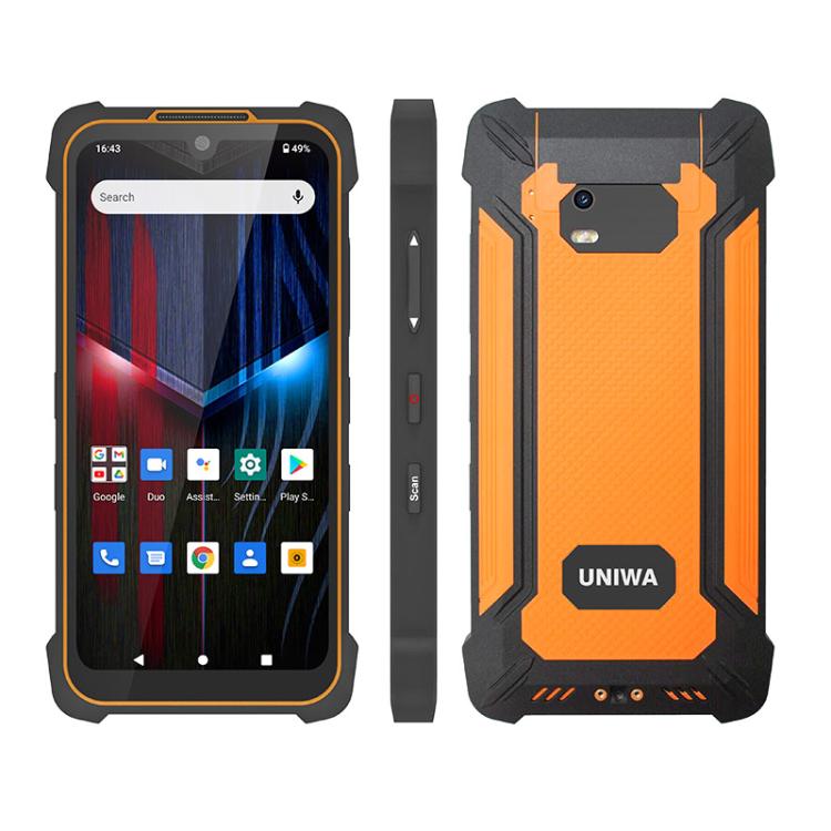 UNIWA P551 Handheld PDA Rugged Phone, 4GB+64GB, 5.5 inch Android 11 Mediatek MT6765 Helio P35 Octa Core, Network: 4G, Plug:AU Plug(Orange) - British D'sire