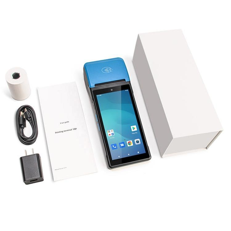 UNIWA V6P Thermal Label Printer Handheld PDA, 2GB+16GB, 5.45 inch Android 12 Mediatek MT6761 Quad Core, NFC, Network: 4G, Plug:AU Plug(Black Blue) - British D'sire