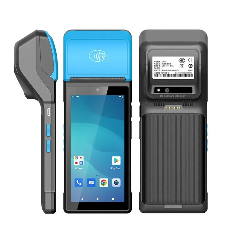 UNIWA V6P Thermal Label Printer Handheld PDA, 2GB+16GB, 5.45 inch Android 12 Mediatek MT6761 Quad Core, NFC, Network: 4G, Plug:UK Plug(Black Blue) - British D'sire