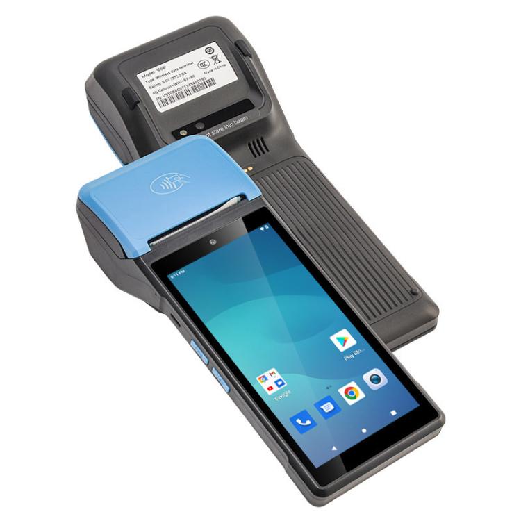 UNIWA V6P Thermal Label Printer Handheld PDA, 2GB+16GB, 5.45 inch Android 12 Mediatek MT6761 Quad Core, NFC, Network: 4G, Plug:UK Plug(Black Blue) - British D'sire