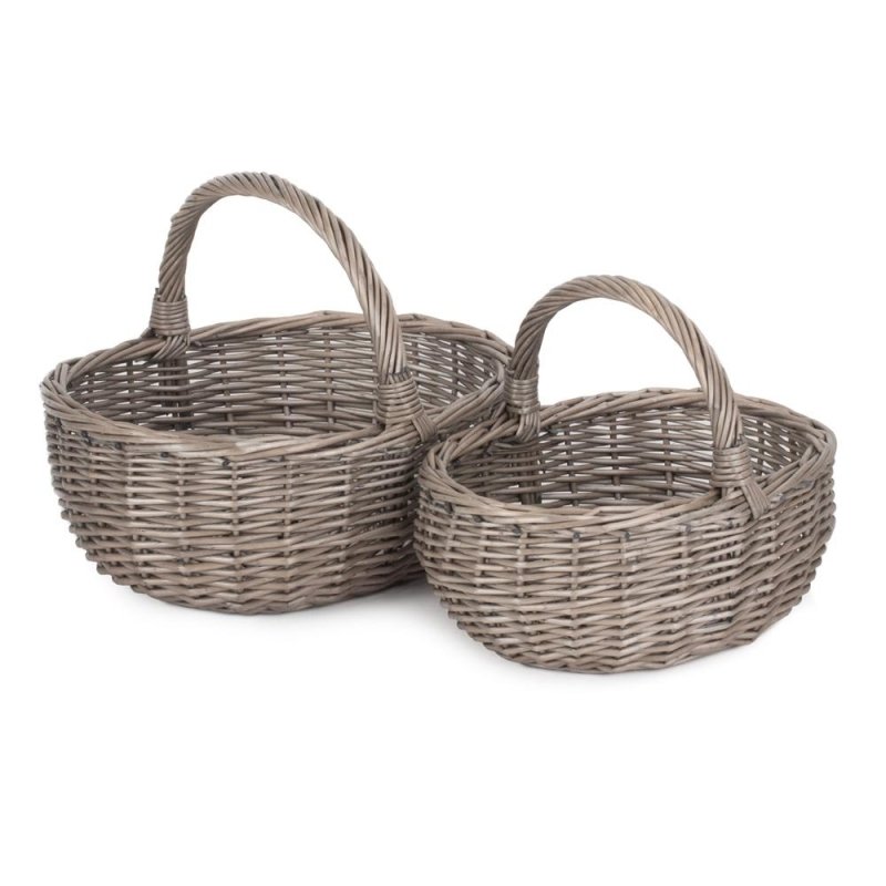 Unlined Antique Wash Wicker Bathroom Shopping Basket - Shopping Baskets - British D'sire
