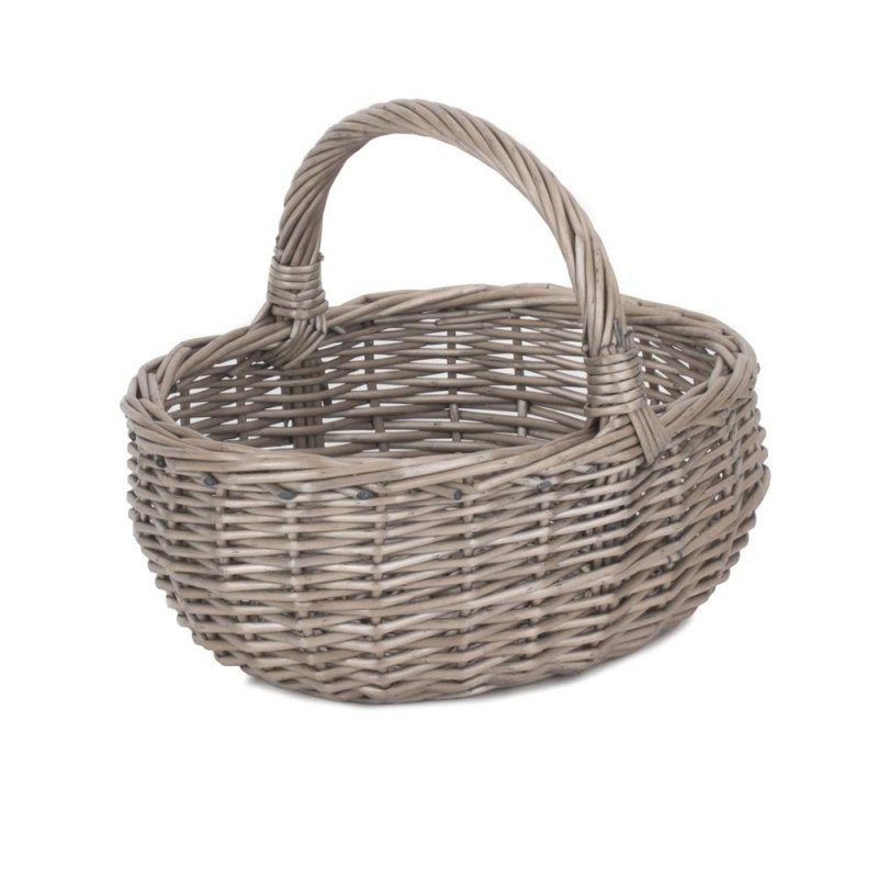 Unlined Antique Wash Wicker Bathroom Shopping Basket - Shopping Baskets - British D'sire
